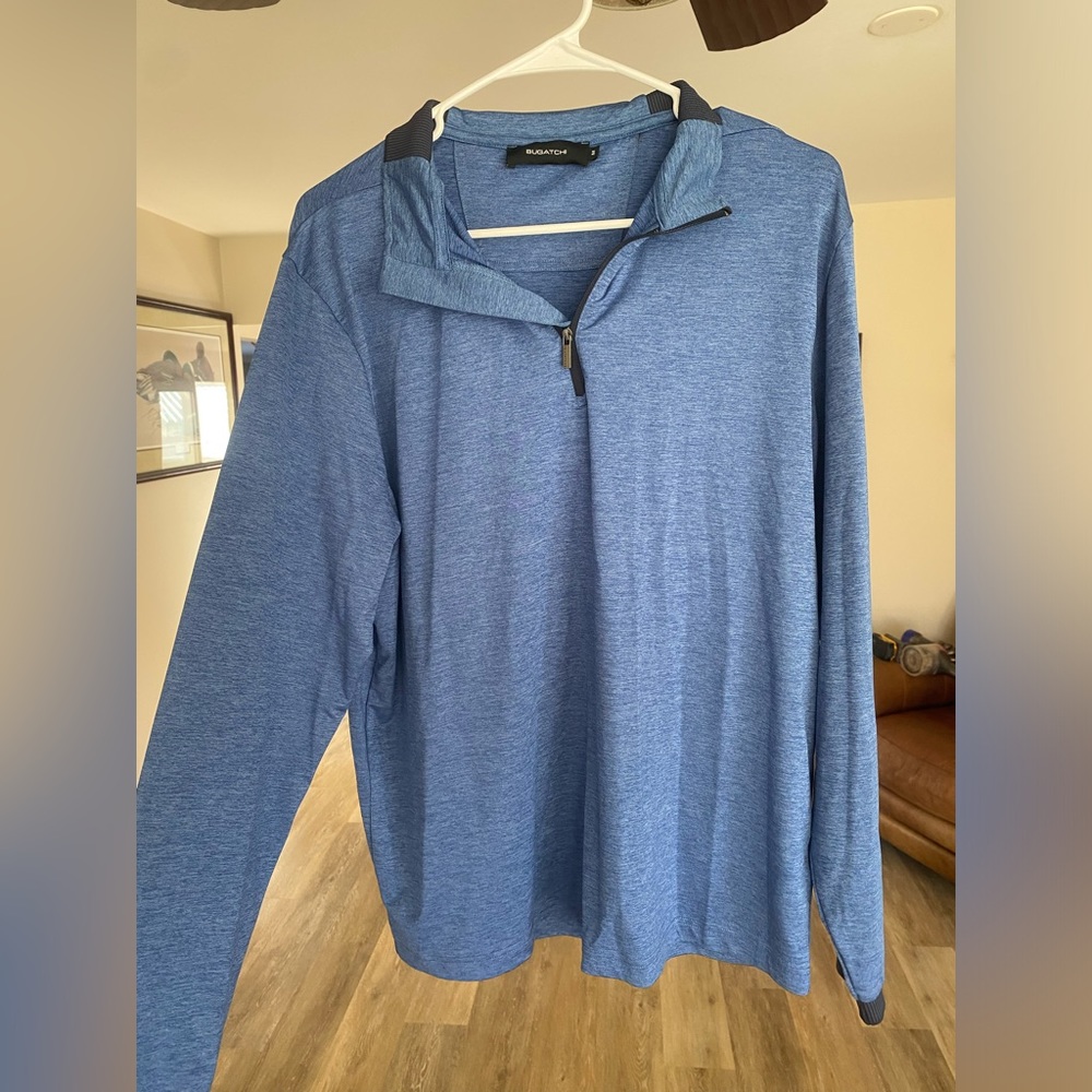 Bugatchi Blue Quarter Zip Pullover